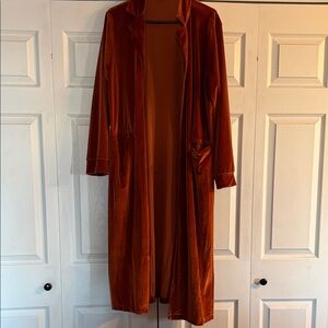 Rust Velvet Long Coat